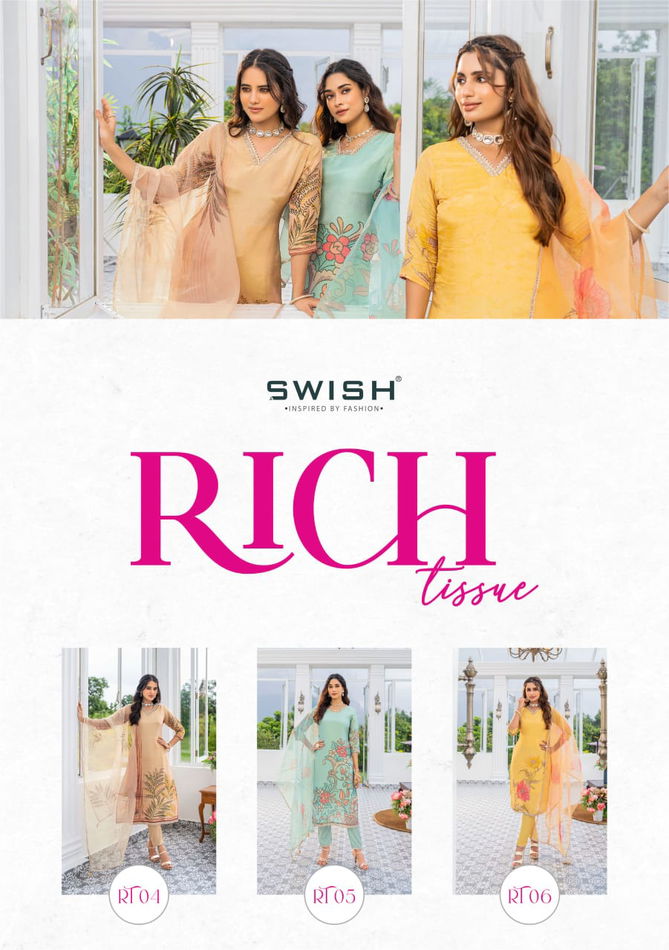 Rich Tissue By Swish Designer Kurti With Bottom Dupatta Wholesale Shop In Surat